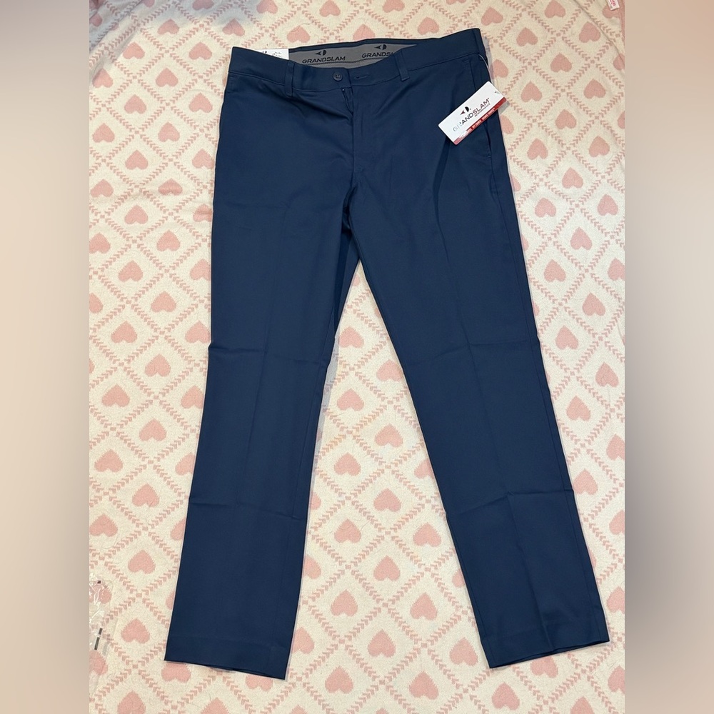 Grand Slam Men's Navy Golf Dress Pants - Classic Straight Leg